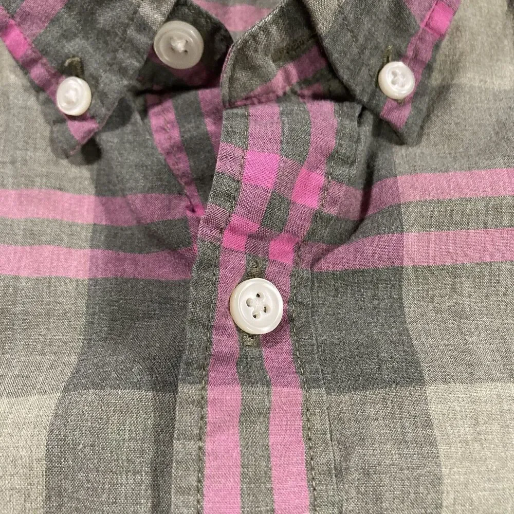 J. Crew Plaid Dress Shirt (Men’s size L) • Pink & Gray • Cotton • euc